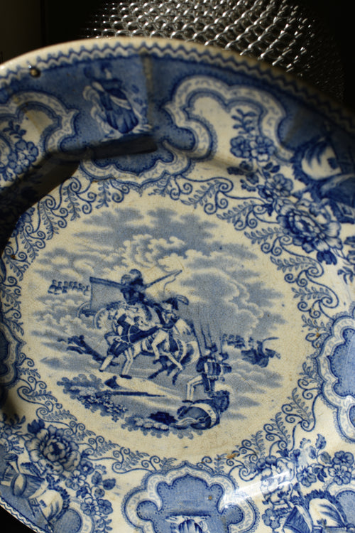 Antique Staffordshire plate, “Texian Campaigne” pattern, Anthony Shaw for the American market.