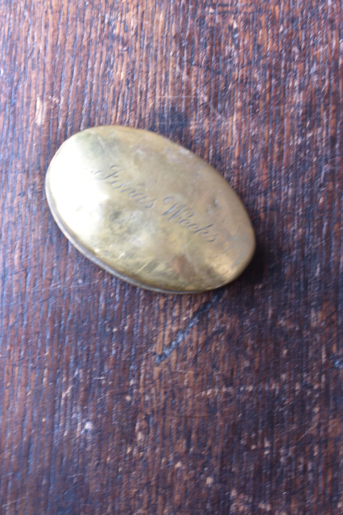 American Civil War 19th Century Oval Brass Snuff Box & Discharge Paper of Private Jonas Weeks