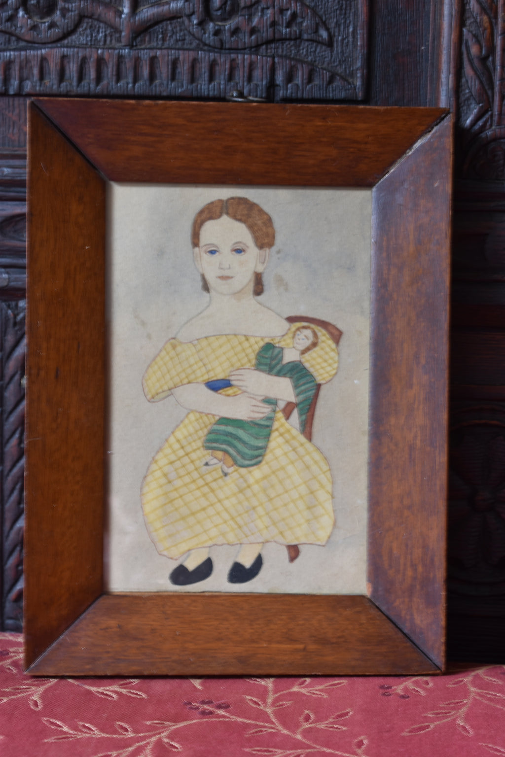 Pair of 19th Century American Naïve Watercolour Portraits of Children
