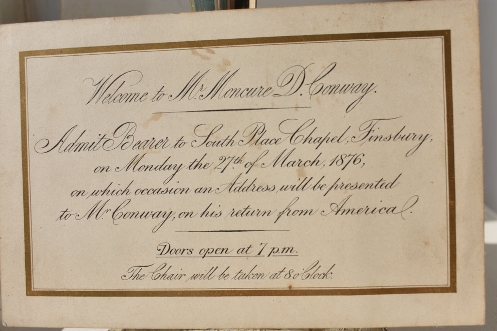 1876 Invitation to Moncure Daniel Conway, American Abolitionist