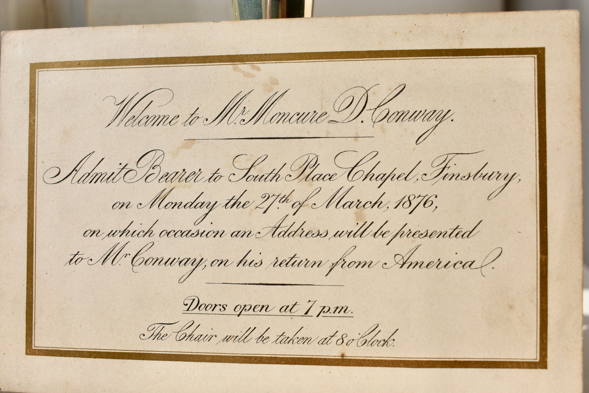 1876 Invitation Moncure Daniel Conway the American slave abolitionist