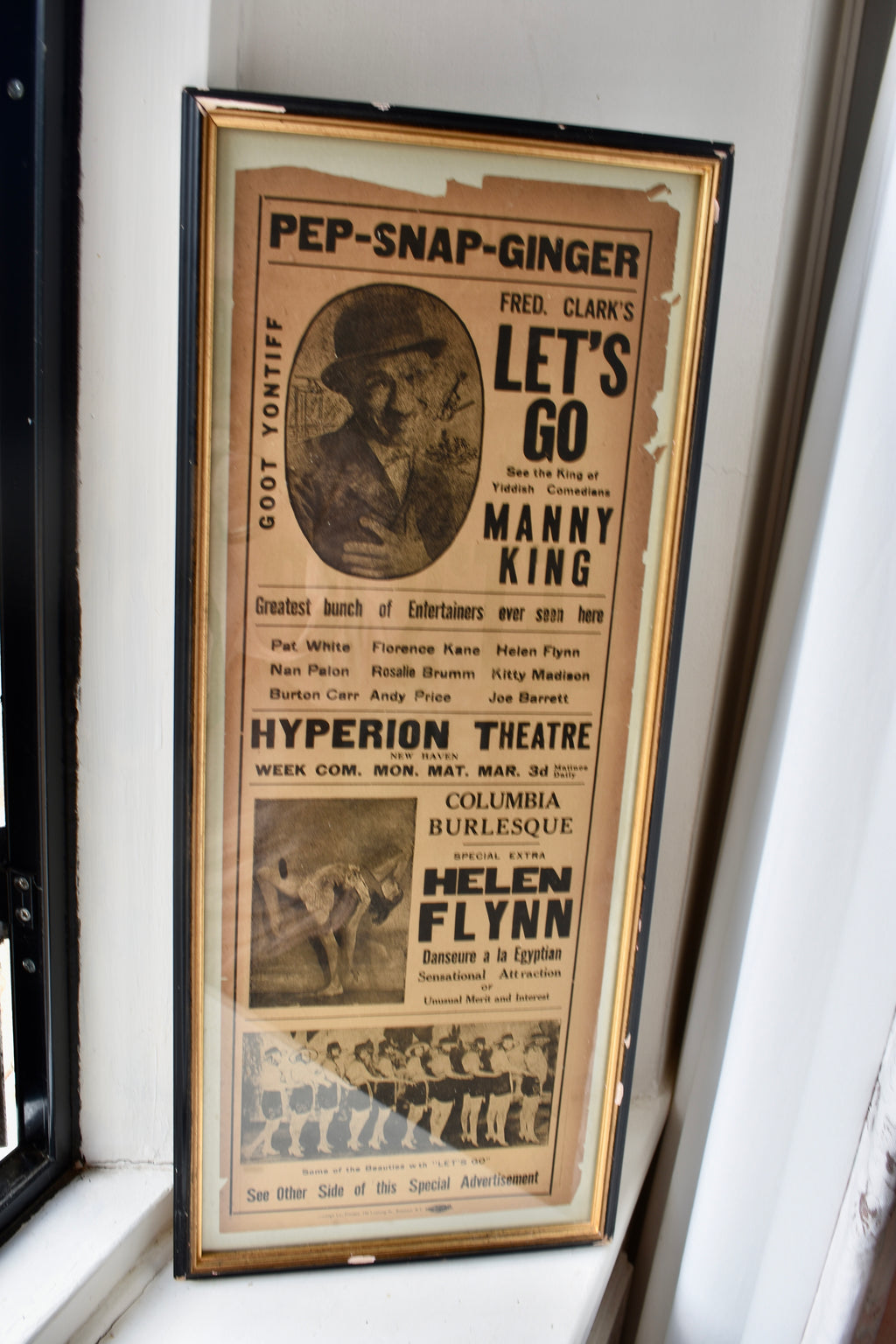 Antique American Theatre Poster – Manny King, New Haven - opposite Yale