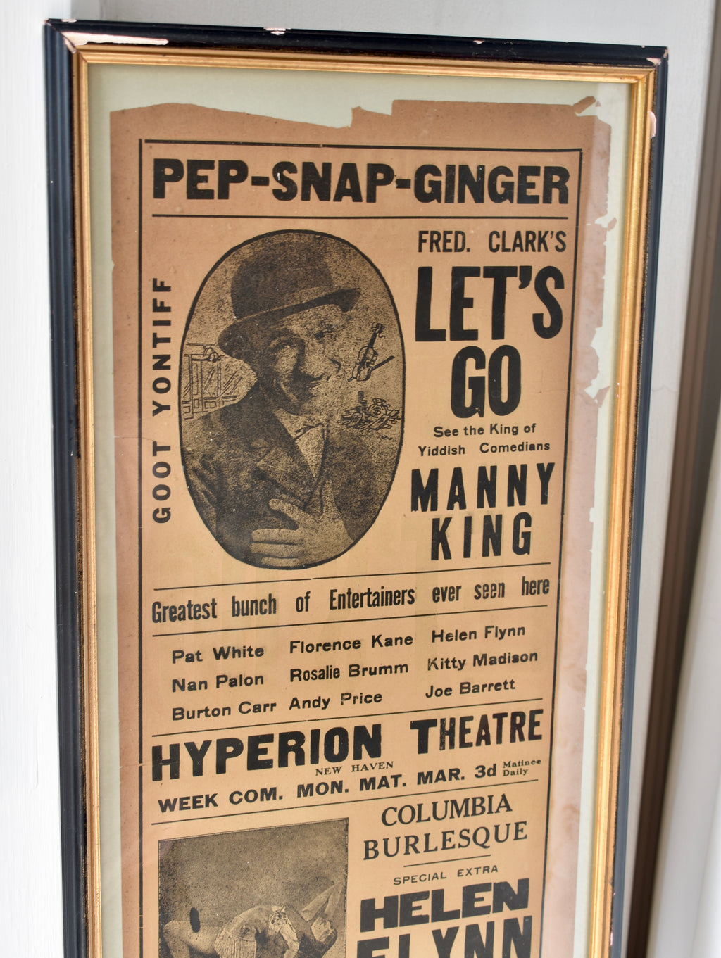 Antique American Theatre Poster – Manny King, New Haven - opposite Yale