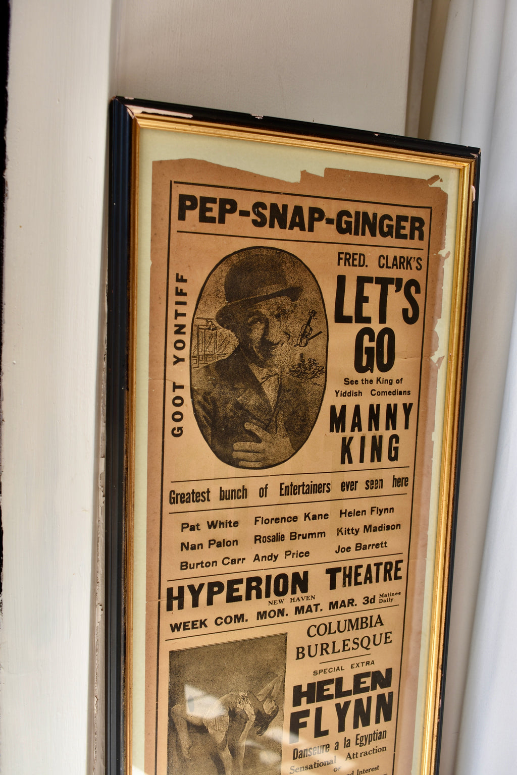 Antique American Theatre Poster – Manny King, New Haven - opposite Yale