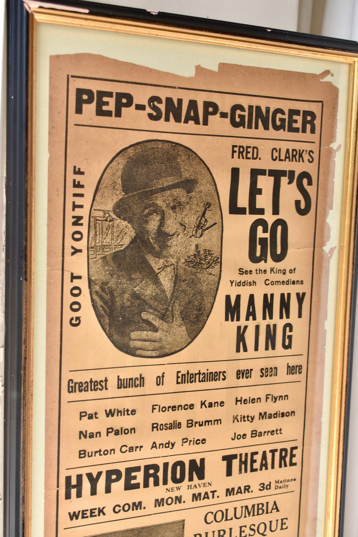 Antique American Theatre Poster – Manny King, New Haven - opposite Yale