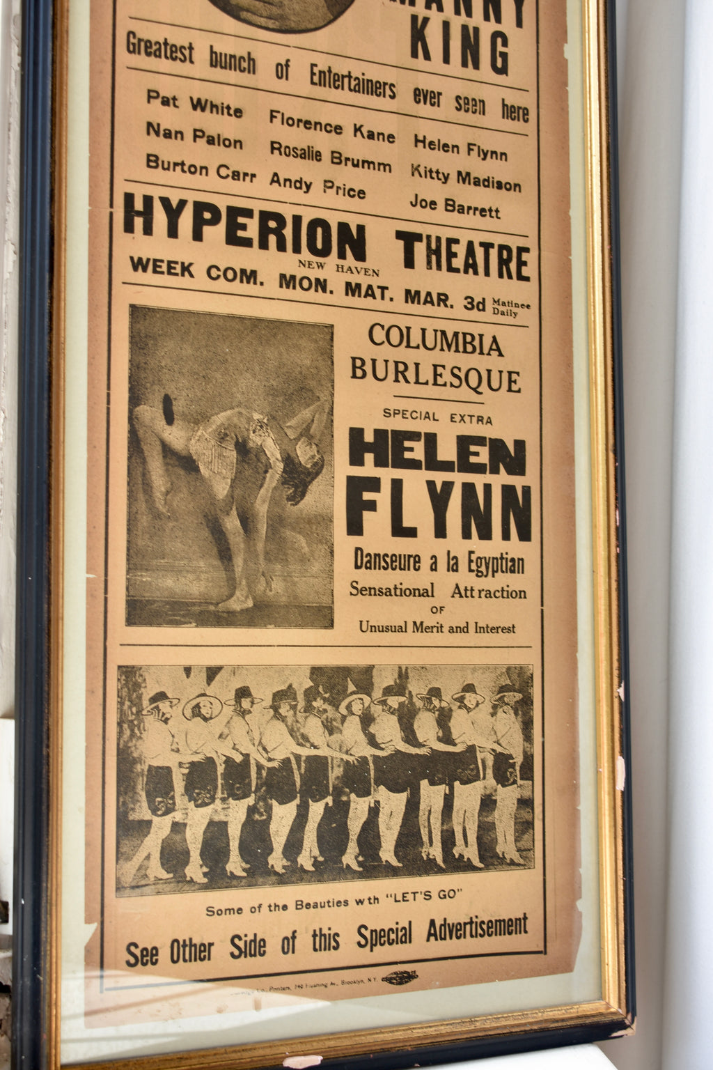 Antique American Theatre Poster – Manny King, New Haven - opposite Yale