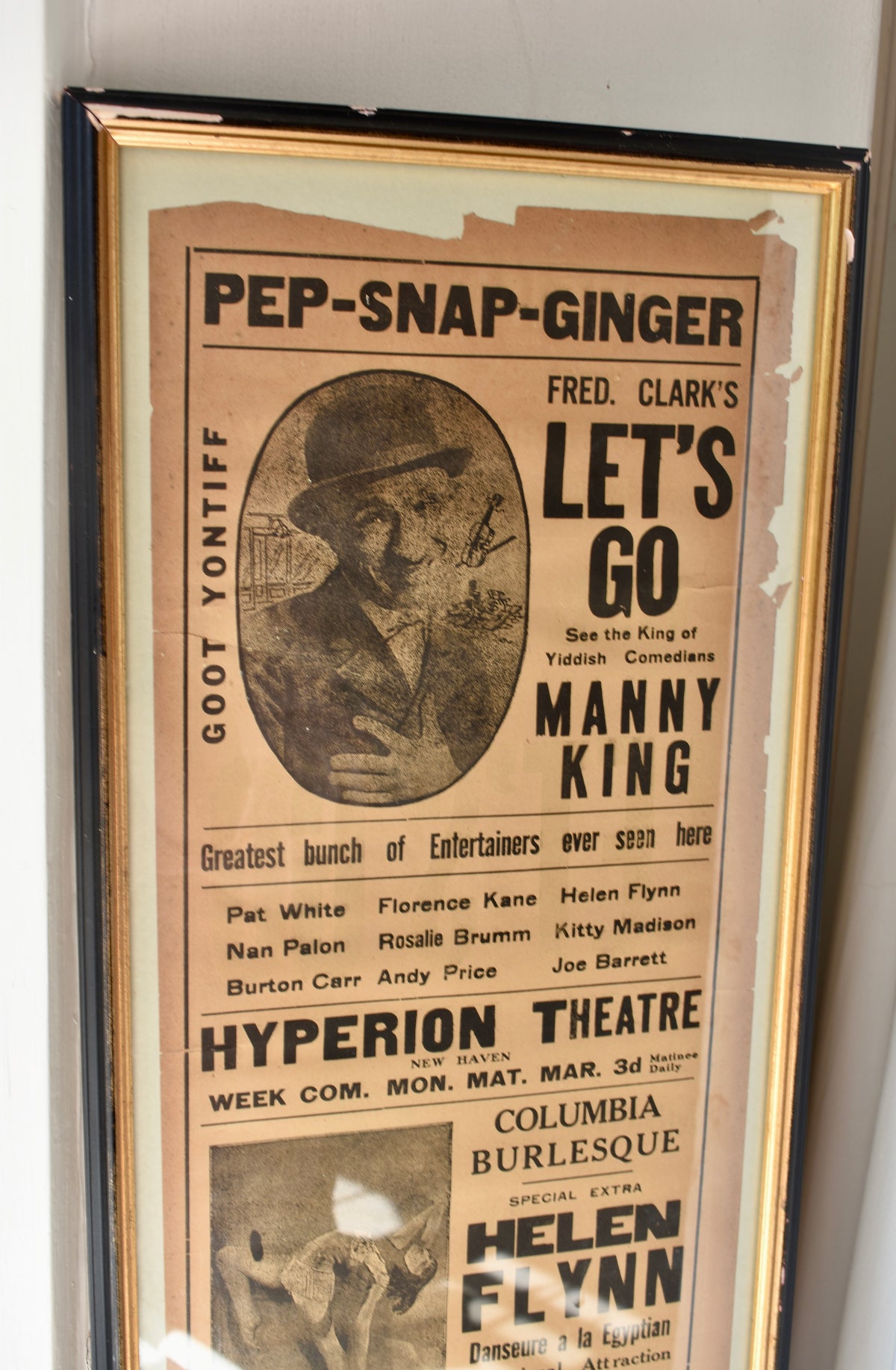 Antique American Theatre Poster – Manny King, New Haven - opposite Yale