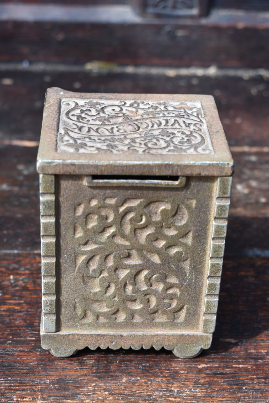 Antique American Kenton cast Iron Savings Bank. Early 20th century