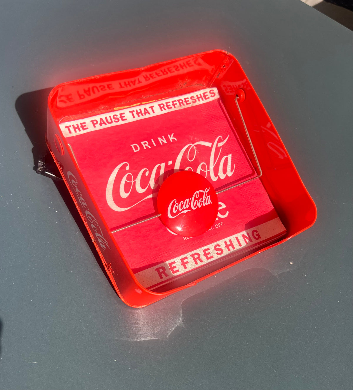 Vintage Coca-Cola Serviette Tray with Original Branded Napkin