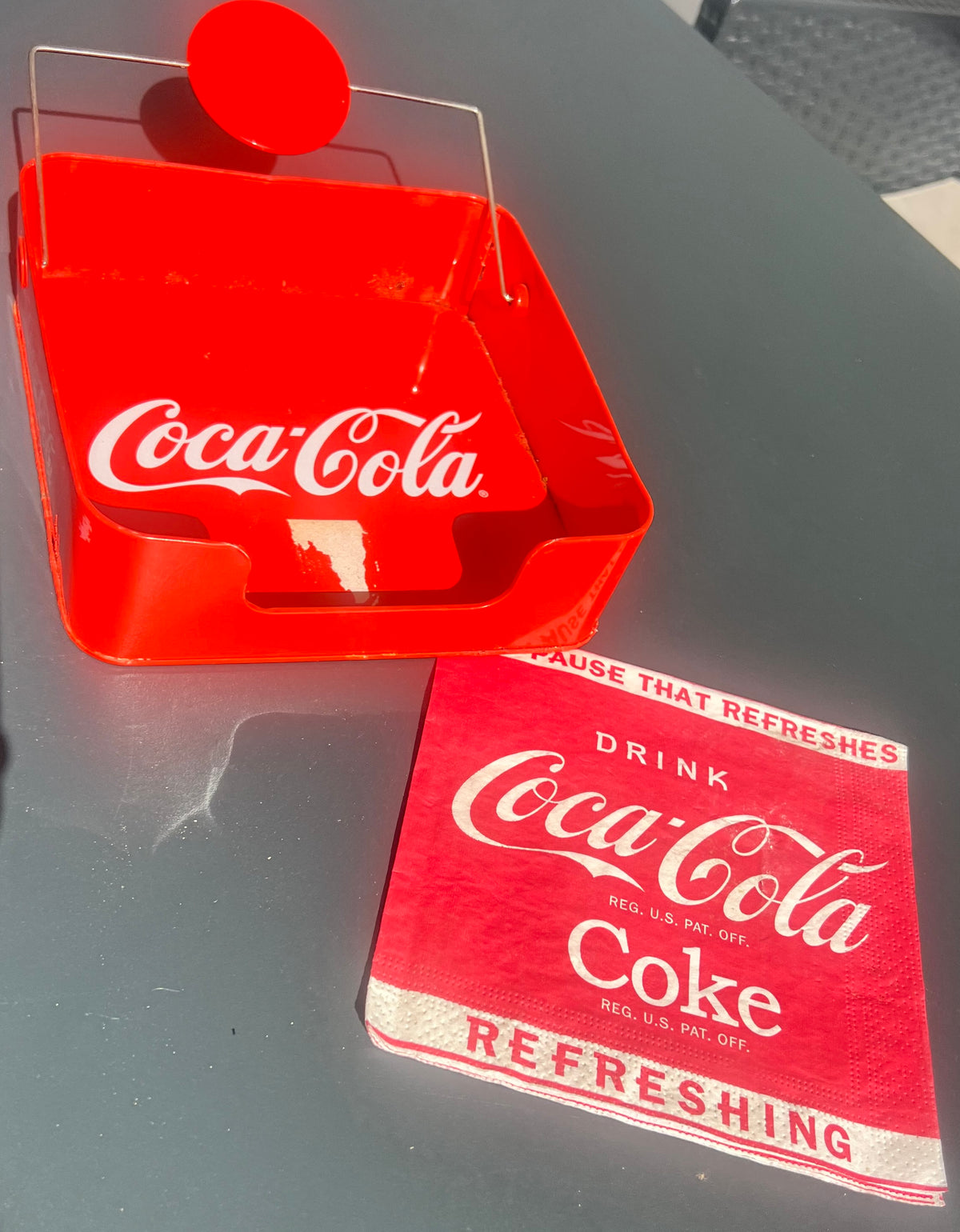 Vintage Coca-Cola Serviette Tray with Original Branded Napkin