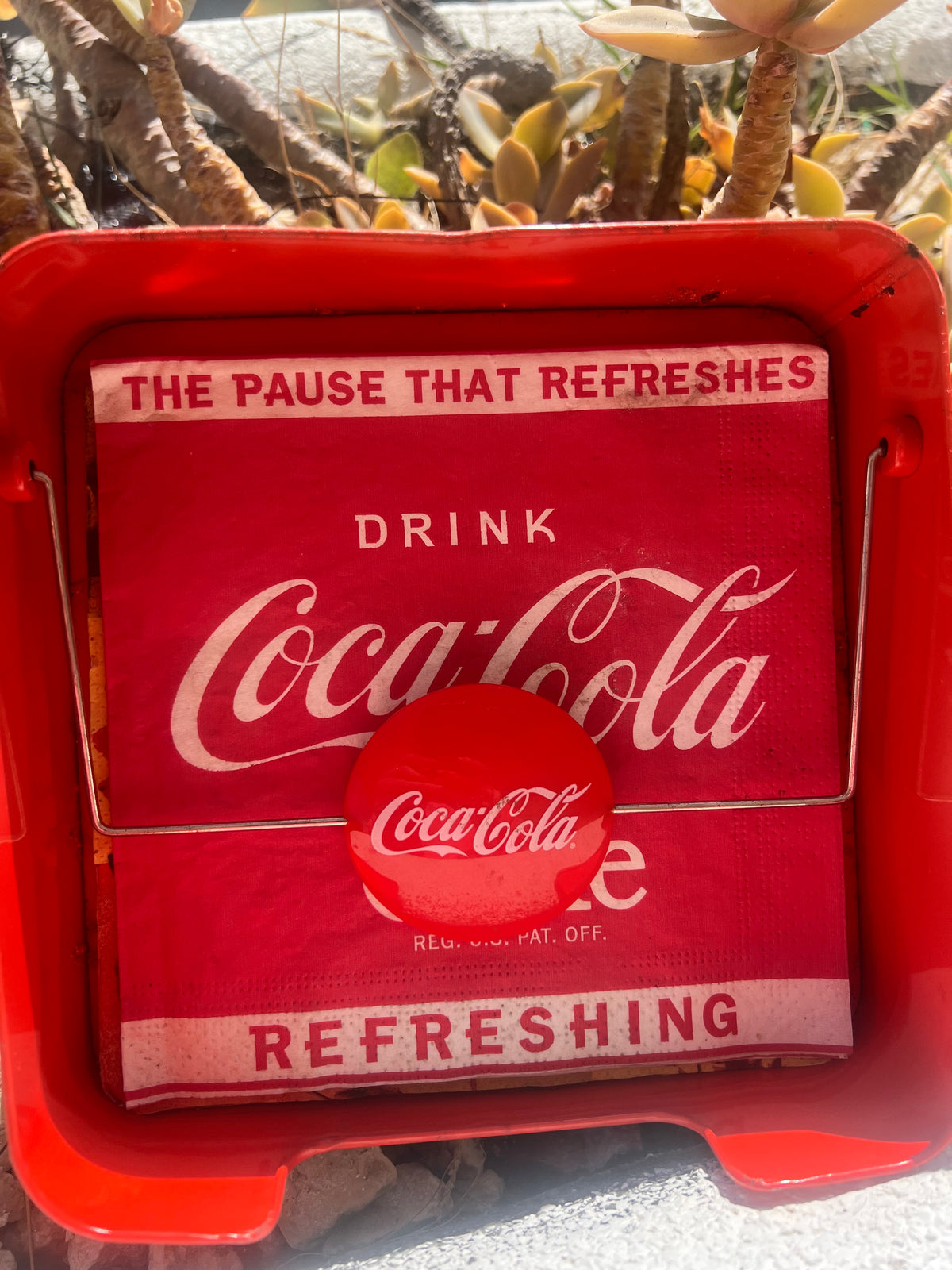 Vintage Coca-Cola Serviette Tray with Original Branded Napkin