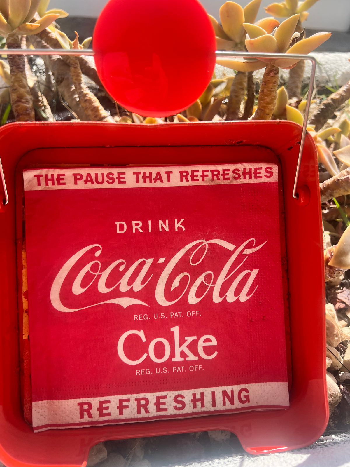Vintage Coca-Cola Serviette Tray with Original Branded Napkin